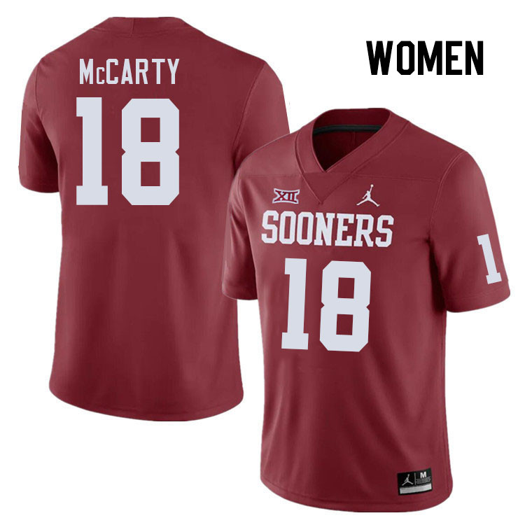 Women #18 Erik McCarty Oklahoma Sooners College Football Jerseys Stitched-Crimson - Click Image to Close